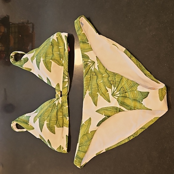 💕FARM RIO Palm Fan Bikini Set - Triangle Bikini Top + Low Bikini Bottom XL NWT - Picture 7 of 15